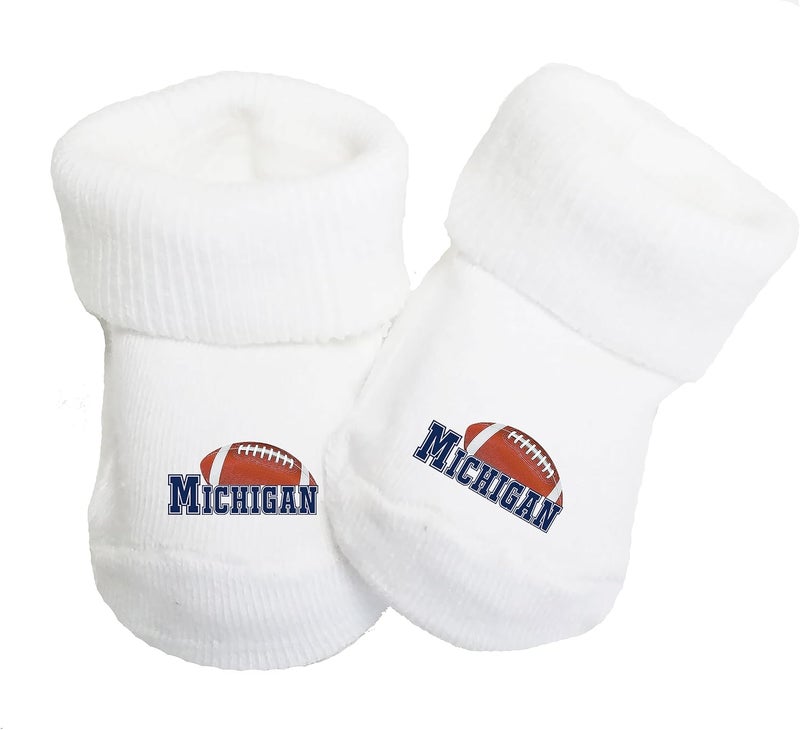 Future Tailgater Baby Toe Bootie Socks for Michigan Fans - Image 1